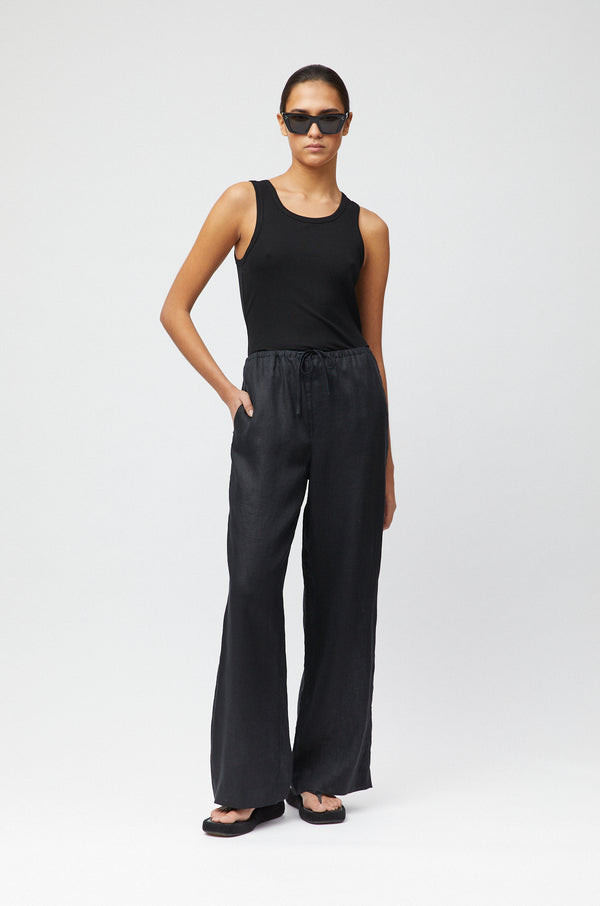 fall winter spring summer Riviera Ribbed Tank Jet Black