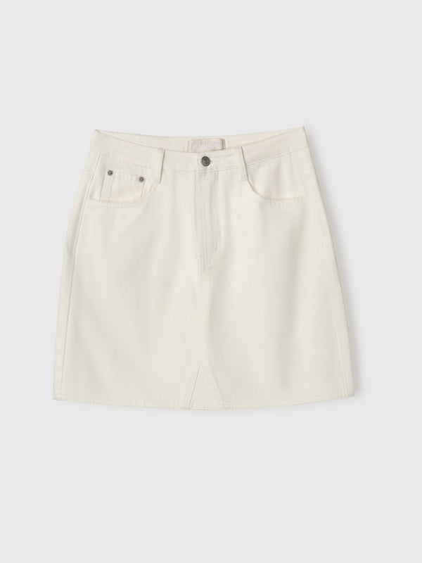 Fall Winter Spring Summer Salt Denim Skirt Off White