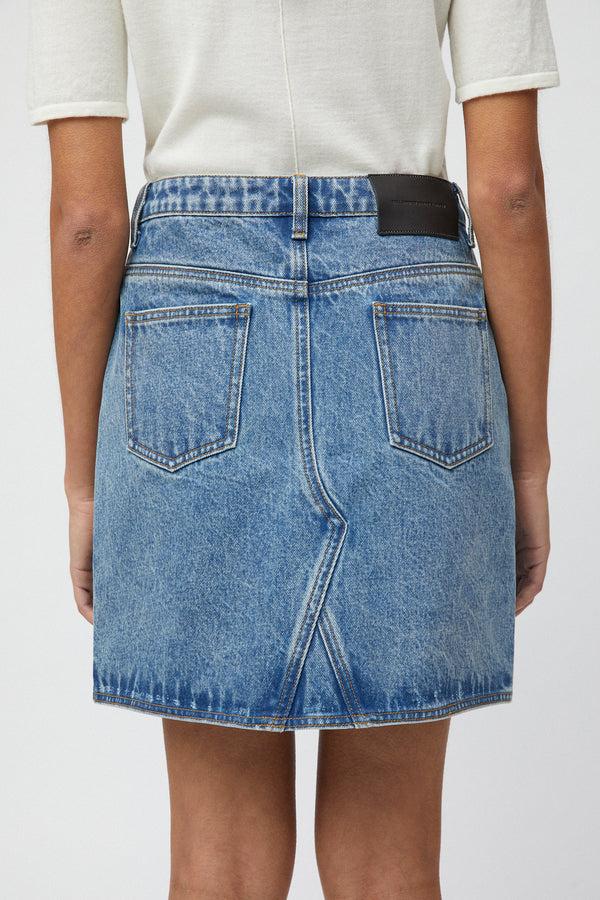 Fall Winter Spring Summer Salt Denim Skirt Stonewashed Blue