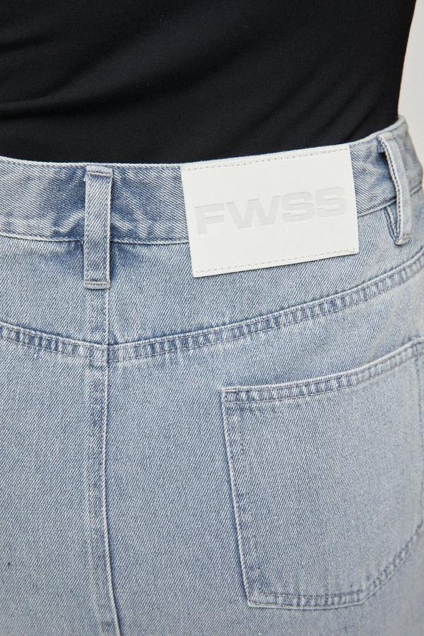 Fall Winter Spring Summer Salt Denim Skirt Washed Denim Blue