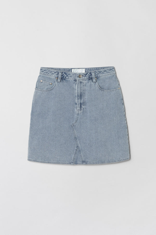 fall winter spring summer Salt Denim Skirt Washed Denim Blue