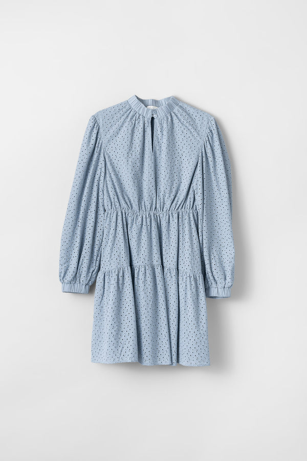 Fall Winter Spring Summer Sealed Broderie Anglaise Dress Dusty Blue