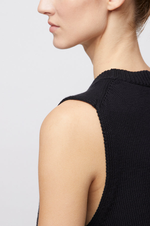 Fall Winter Spring Summer Shade Knitted Tank Jet Black