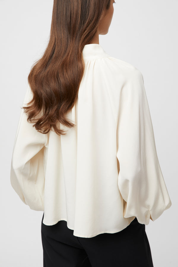 Fall Winter Spring Summer Silk Button Down Blouse Cream