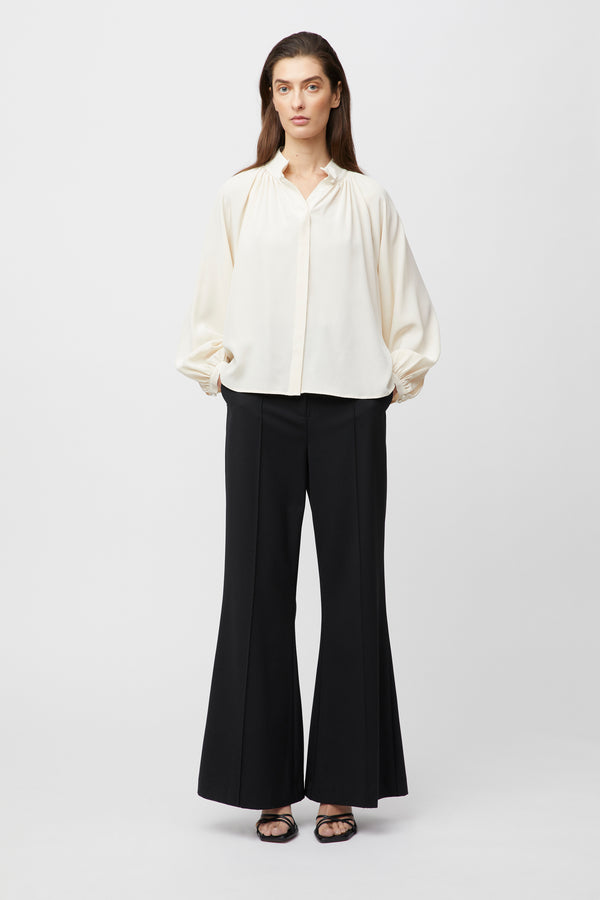 fall winter spring summer Silk Button Down Blouse Cream