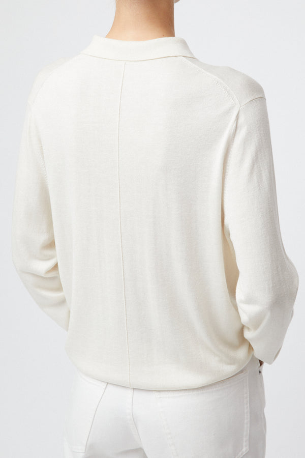 Fall Winter Spring Summer Silk Cashmere Polo Sweater Salt