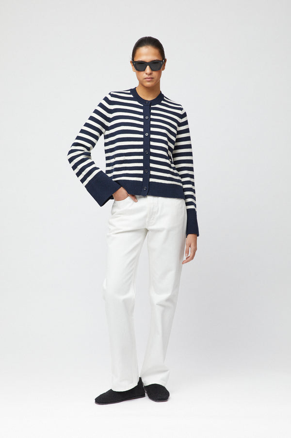 Fall Winter Spring Summer Structured Cotton Cardigan Jet Black