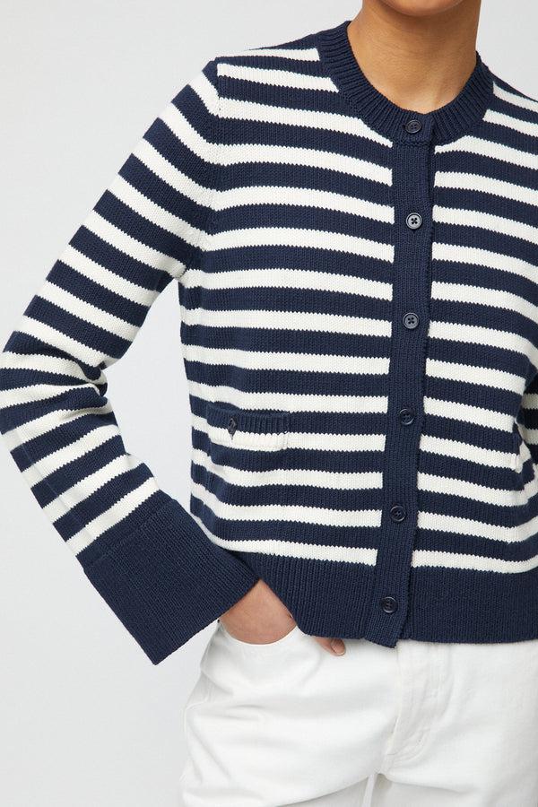 Fall Winter Spring Summer Structured Cotton Cardigan Jet Black