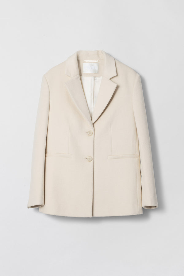 Fall Winter Spring Summer Structured Wool Blazer Cream