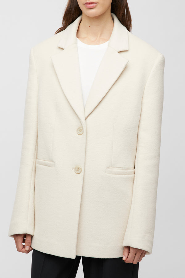 Fall Winter Spring Summer Structured Wool Blazer Cream