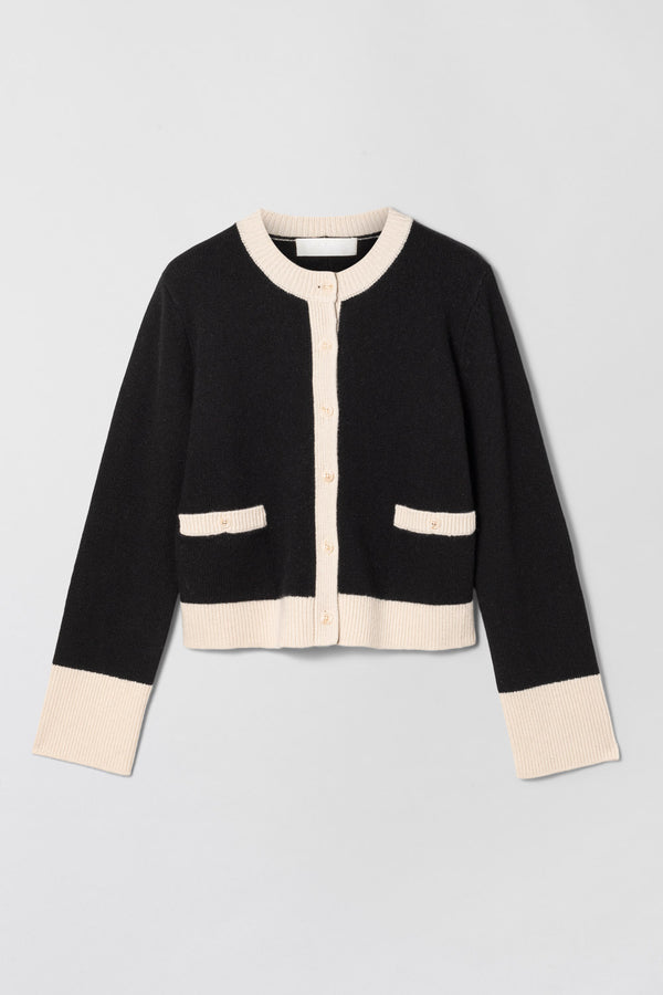Fall Winter Spring Summer Structured Wool Cardigan Black Buttermilk