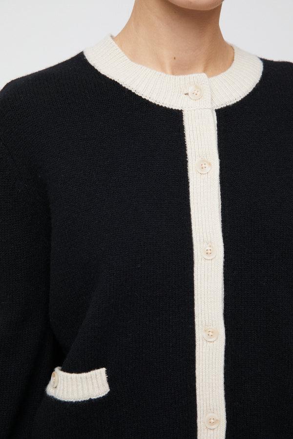 Fall Winter Spring Summer Structured Wool Cardigan Black Buttermilk