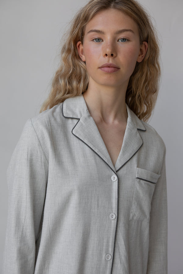 Fall Winter Spring Summer Sweet Dreams Pyjamas Shirt Light Gray Melange