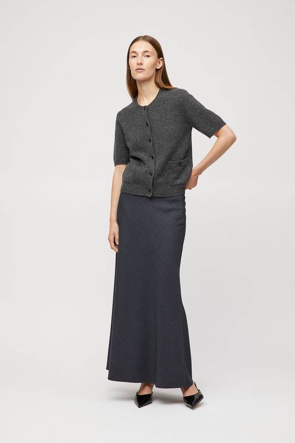 fall winter spring summer Tailored Bias Cut Maxi Skirt Charcoal Grey