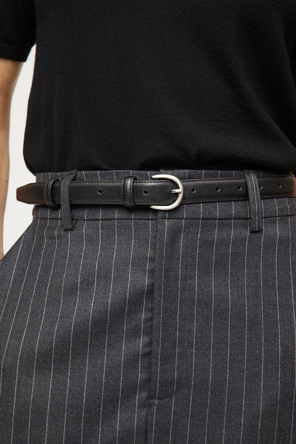 Fall Winter Spring Summer Tailored Côte D'Azur Skirt Charcoal Pinstripe