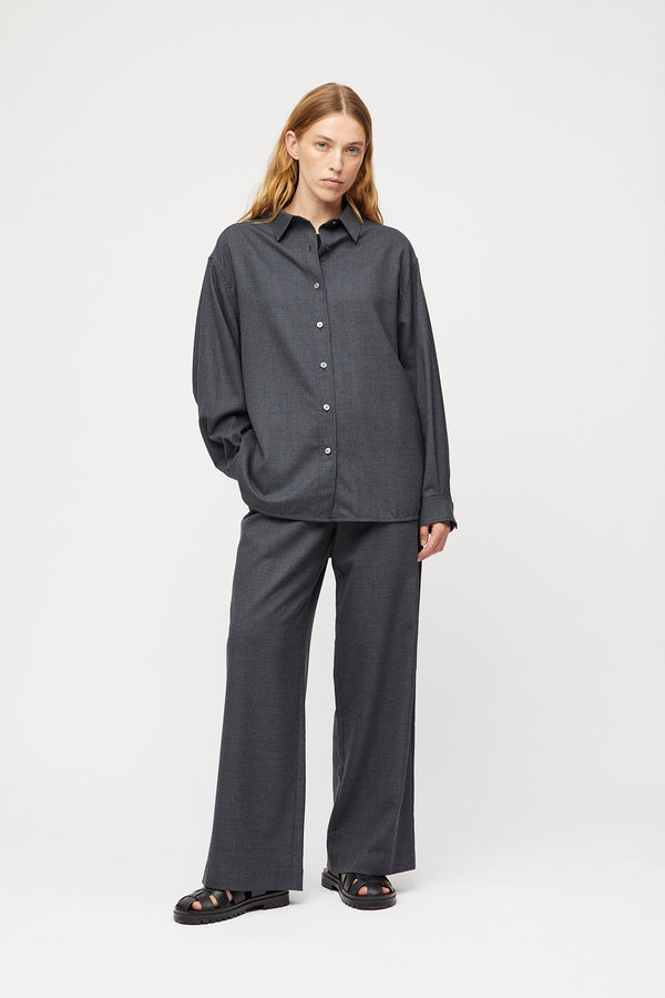 fall winter spring summer Tailored Oversized Shirt Charcoal Grey