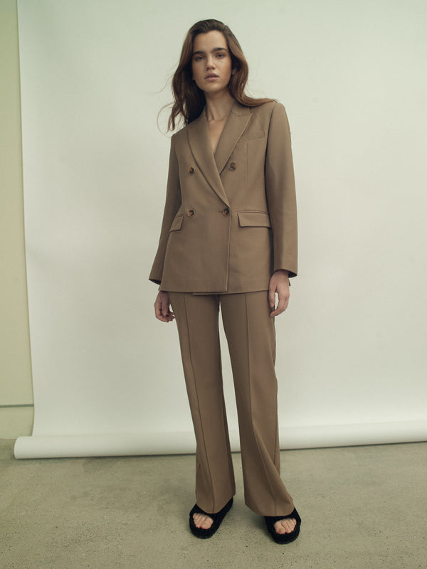 Fall Winter Spring Summer Tailored Wool Flares Dusty Olive