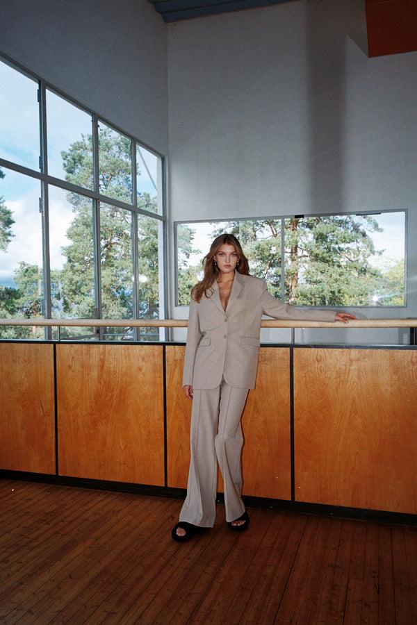 Fall Winter Spring Summer Tailored Wool Flares Travertine