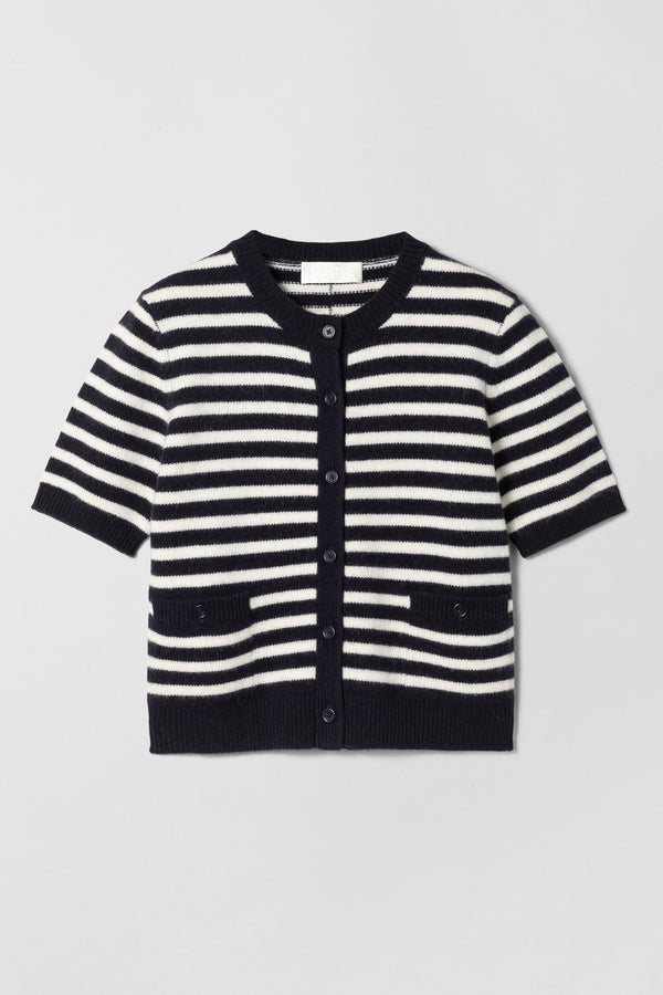 Fall Winter Spring Summer Toulouse Cardigan Tee Navy Snowflake Stripe