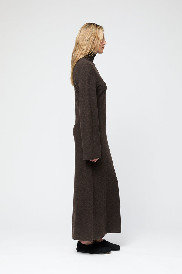Fall Winter Spring Summer Turtleneck Toulon Maxi Dress Coffee