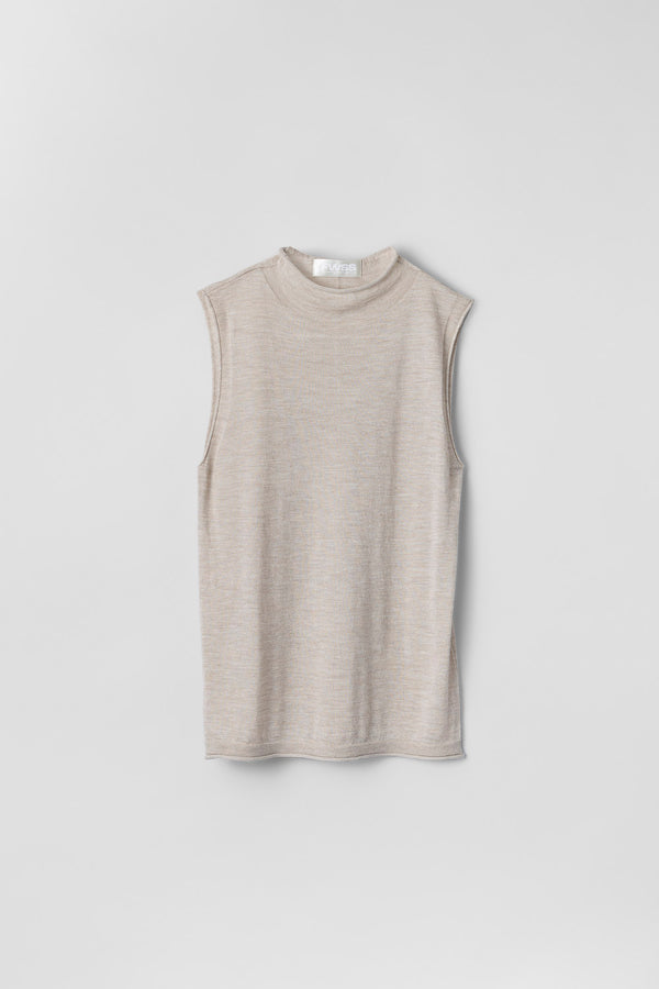 fall winter spring summer Waterfalls Sleeveless Knit Top Oatmeal