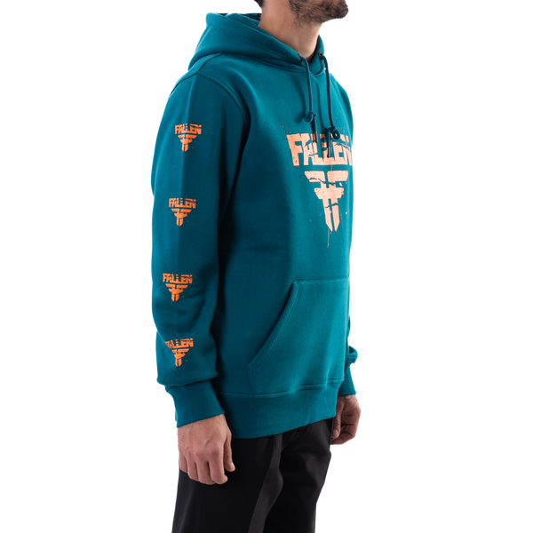 Fallen Cracked Hoodie Blue Coral/Orange