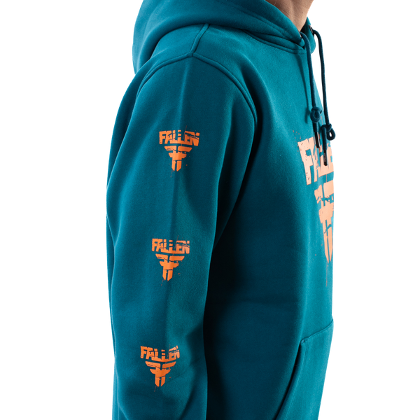 Fallen Cracked Hoodie Blue Coral/Orange