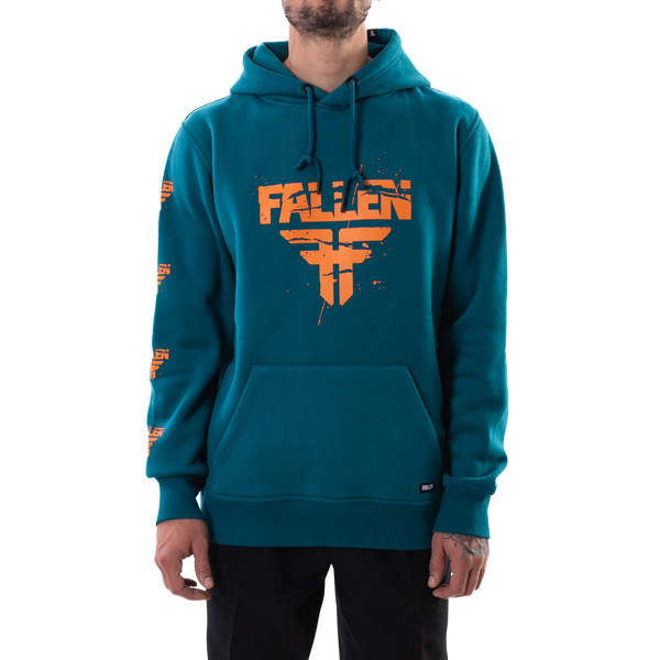 fallen Cracked Hoodie Blue Coral/Orange