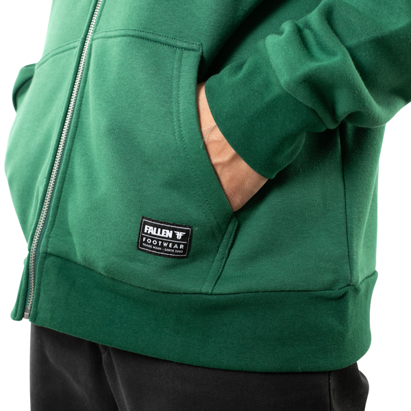 Fallen Zip Hoodie - Emerald Green/Black