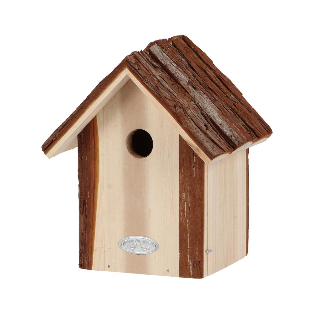 fallen fruits BARK ROOF BIRD HOUSE BLUE TIT FSC 100%