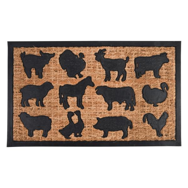 Fallen Fruits COIR & RUBBER DOORMAT FARMYARD ANIMALS