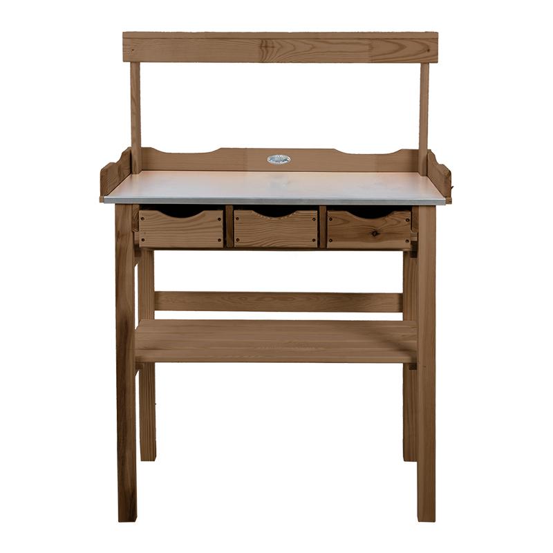 fallen fruits POTTING TABLE WITH RACK BROWN