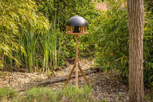 Fallen Fruits ROUND OAK BIRD TABLE WITH BLACK ROOF