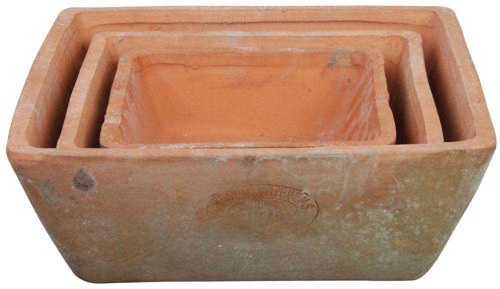 fallen fruits SET 3 SQUARE AGED TERRACOTTA POTS