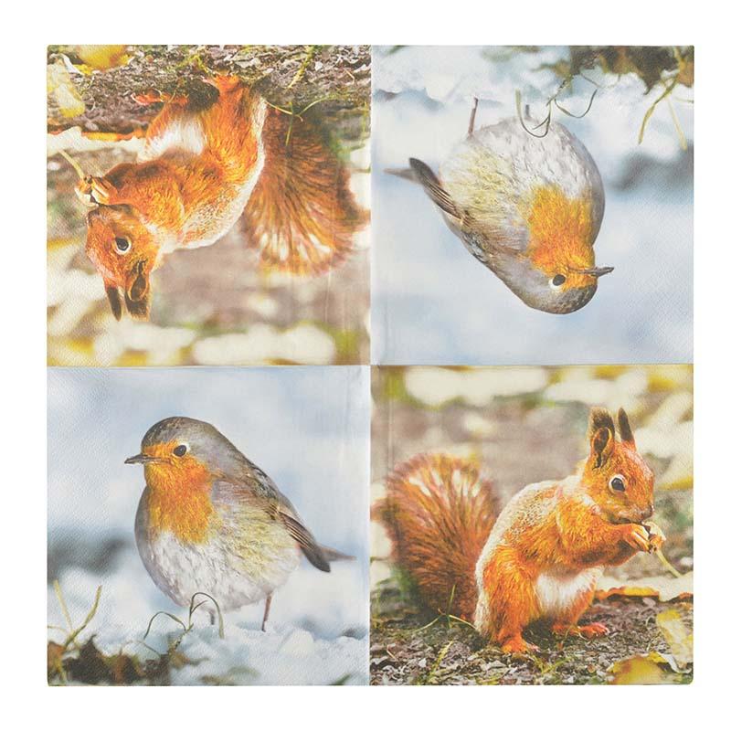 fallen fruits PAPER NAPKINS (ROBIN/SQUIRREL) FSC MIX CREDIT