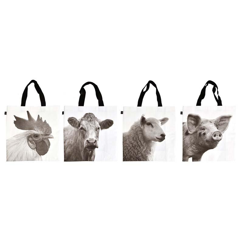 fallen fruits SHOPPING BAG FARM ANIMALS B/W ASSORTED