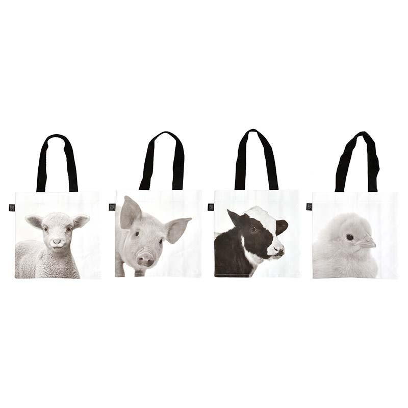 fallen fruits SHOPPING BAG YOUNG FARM ANIMAL B/W ASSORTED