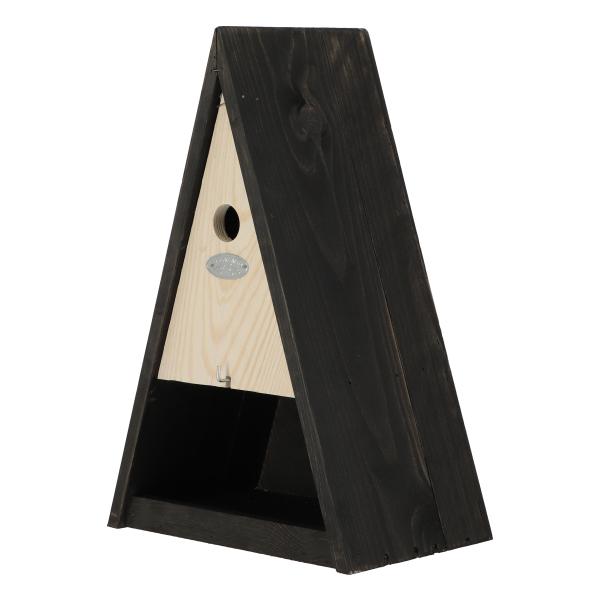 Fallen Fruits TRINAGLE BIRD HOUSE WITH BIRDFEEDER BLACK FSC 100%