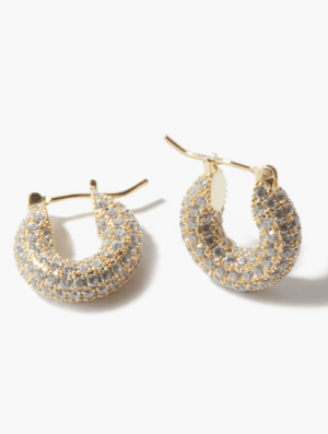 fallon 360 PAVÉ HUGGIE HOOPS - GOLD