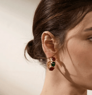 Fallon 90s STONE HOOPS - GOLD MULTI