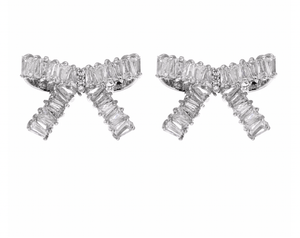 fallon BAGUETTE BOW STUD EARRINGS