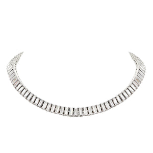 Fallon BAGUETTE COLLAR NECKLACE - RHODIUM