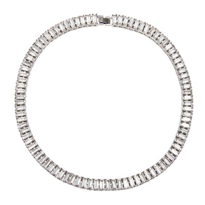 fallon BAGUETTE COLLAR NECKLACE - RHODIUM