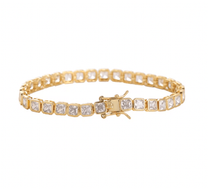 Fallon BEZEL TENNIS BRACELET - RHODIUM