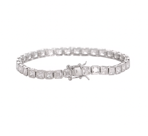 fallon BEZEL TENNIS BRACELET - RHODIUM