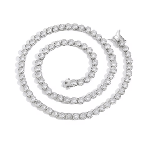 fallon BEZEL TENNIS NECKLACE - RHODIUM