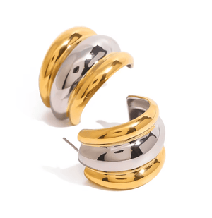 fallon CAMILLA RIBBED HOOPS - two tone 50