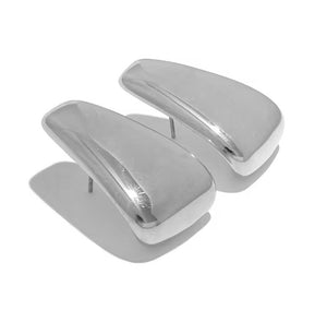 fallon FLATTENED TEARDROP BUTTON EARRING - RHODIUM