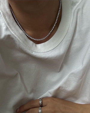 Fallon GRACE TENNIS NECKLACES - RHODIUM 16 INCHES