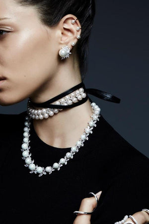 Fallon MONARCH PEARL LEATHER WRAP CHOKER